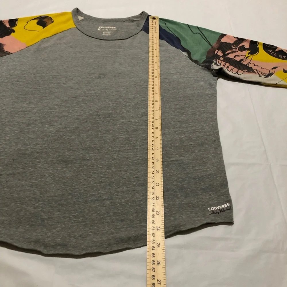 Converse Women’s Graphic Print 3/4 Sleeve Raglan Baseball Grey T-shirt XL - Picture 3 of 11